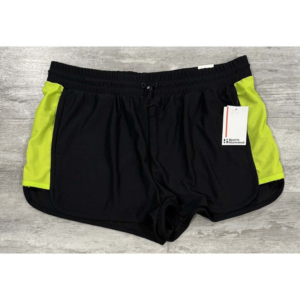 Sports Illustrated Lime Black Running Shorts Womens XL NEW